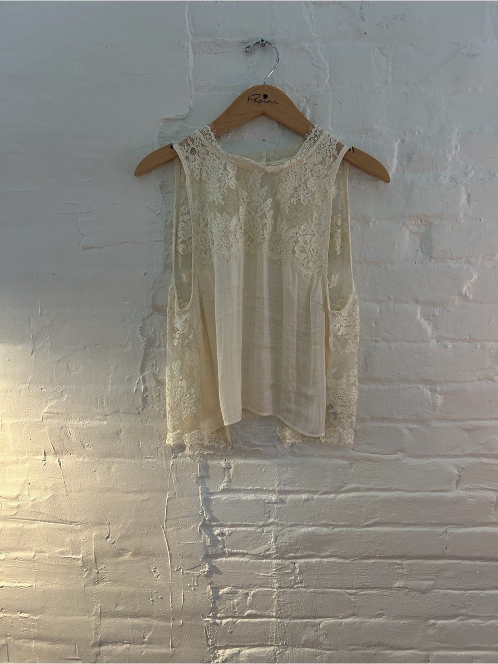 Free People Cream Lace Sleeveless Blouse